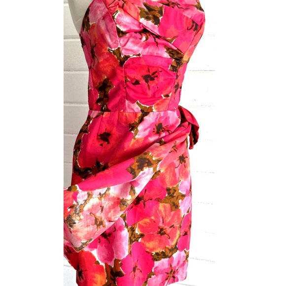 Vintage SUN FASHIONS OF HAWAII Tropical Floral Cocktail Dress - 26" Waist - Picture 5 of 14